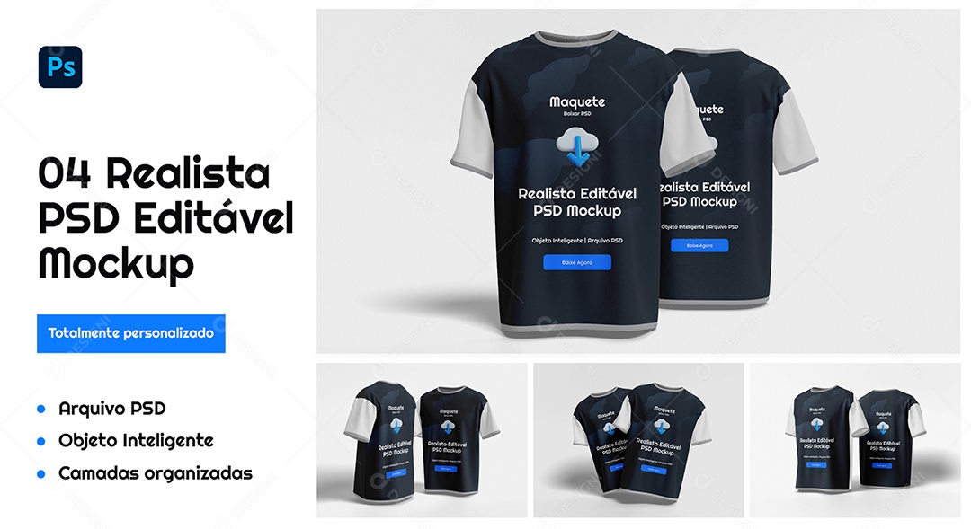 Maquete Mockup De Camiseta Masculina PSD Editável