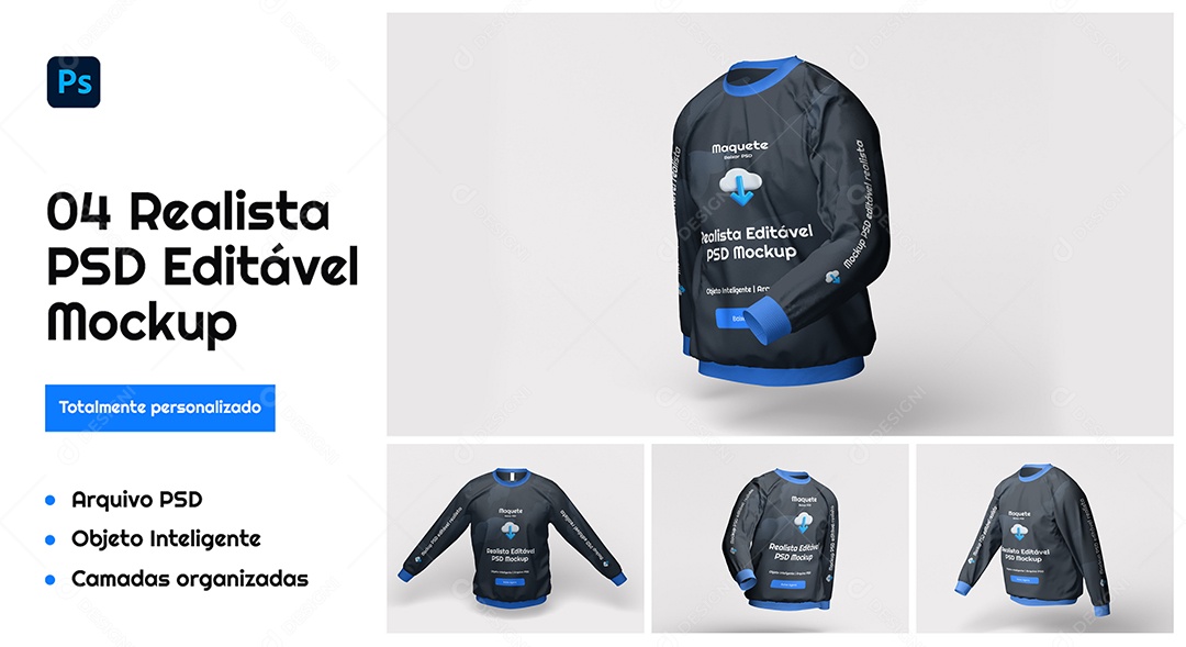 Maquete Mockup de Camiseta Masculina Moletom PSD