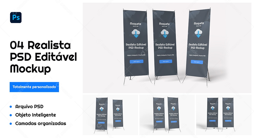 Maquete Realista de Banner em Design Moderno em Preto E Azul