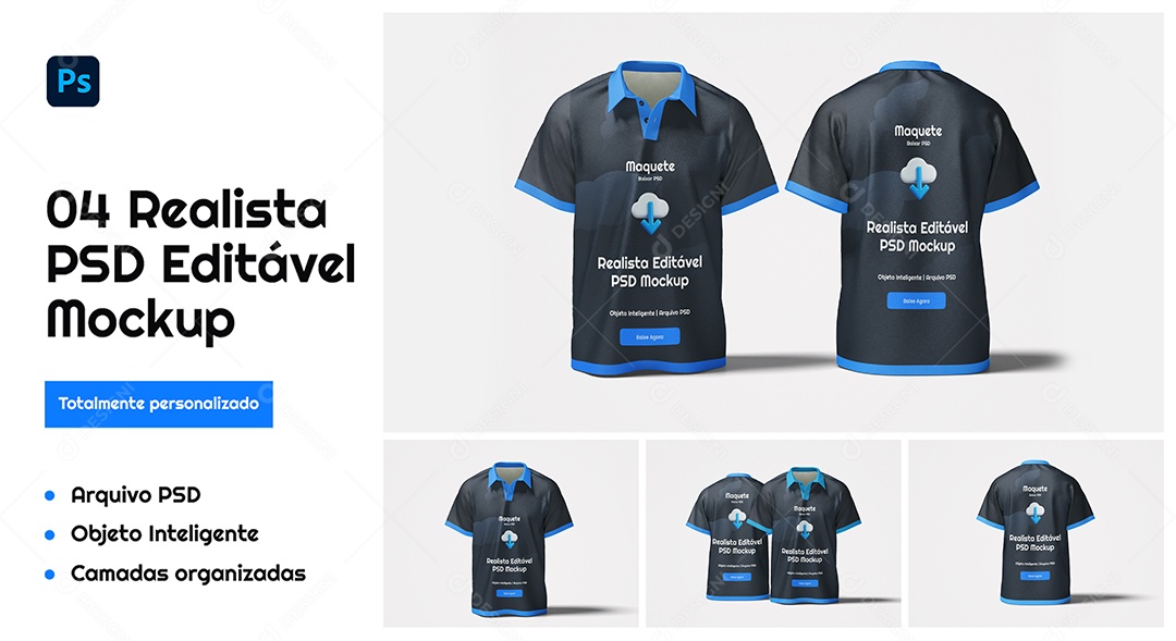 Mockup de Camisa Gola Polo PSD Editável