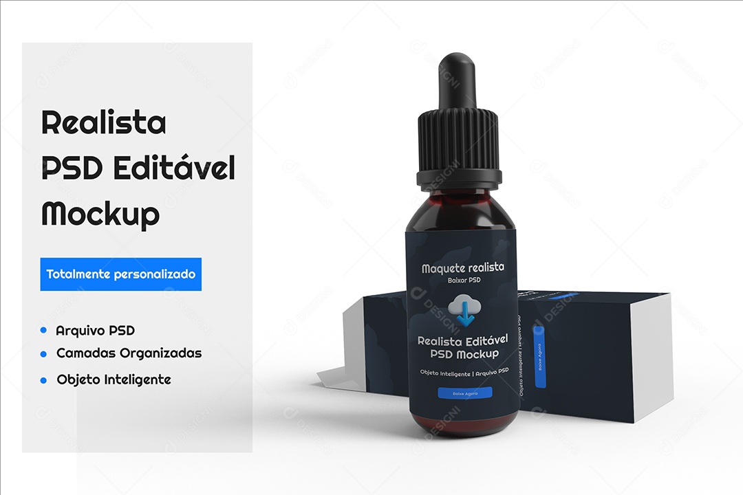 Mockup Frascos Conta Gotas de Vidro PSD Editável