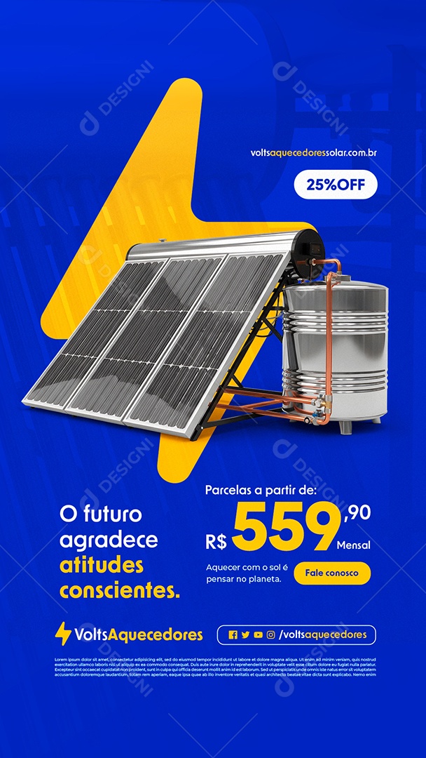 Story Aquecedor Solar O Futuro Agradece Atitudes Conscientes Social Media PSD Editável