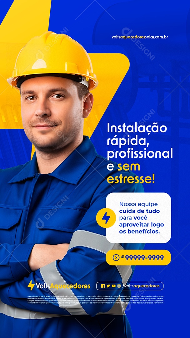 Story Aquecedor Solar Instalação Rápida Social Media PSD Editável