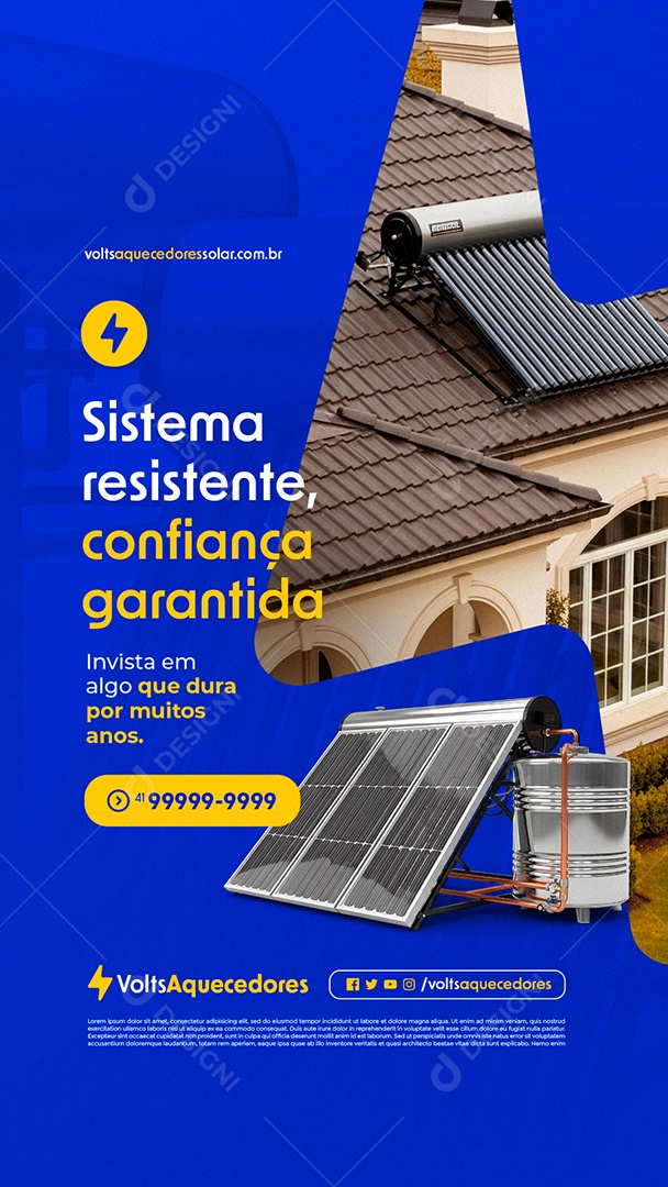 Story Aquecedor Solar Sistema Resistente Social Media PSD Editável
