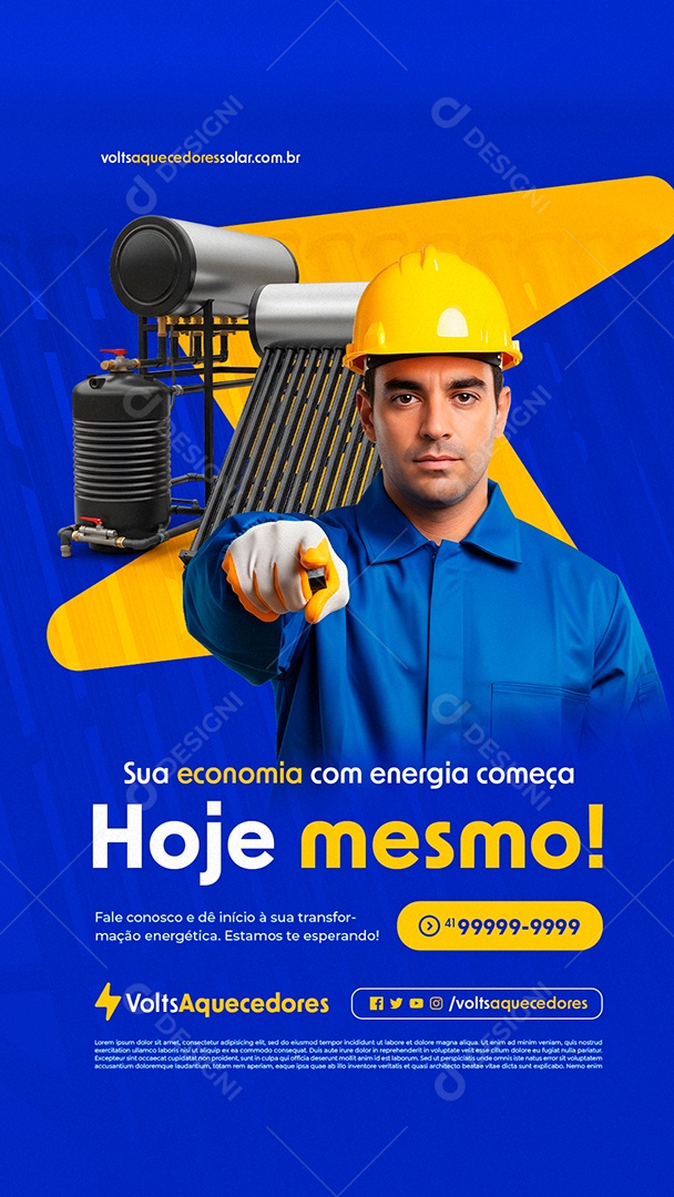 Story Aquecedor Solar Sua Economia com Energia Começa Hoje Mesmo Social Media PSD Editável