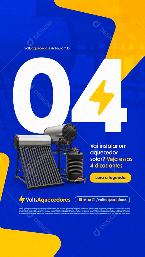 Story Aquecedor Solar Quatro Dicas Social Media PSD Editável