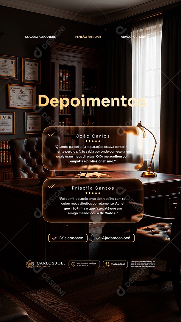 Story Advocacia Depoimento Social Media PSD Editável