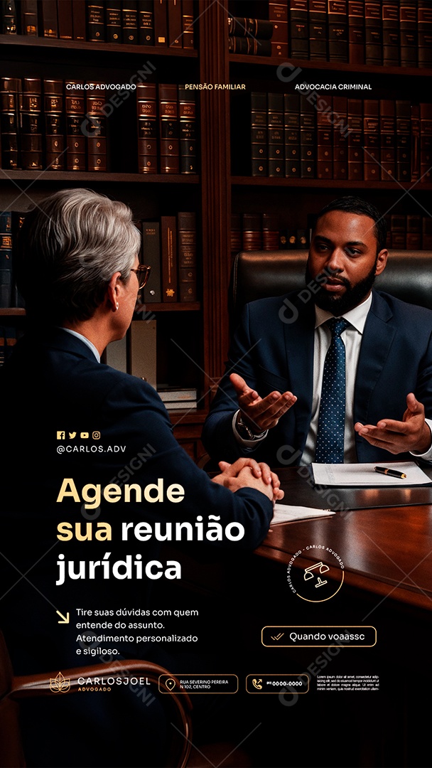 Story Advocacia Agende sua Reunião Jurídica Social Media PSD Editável