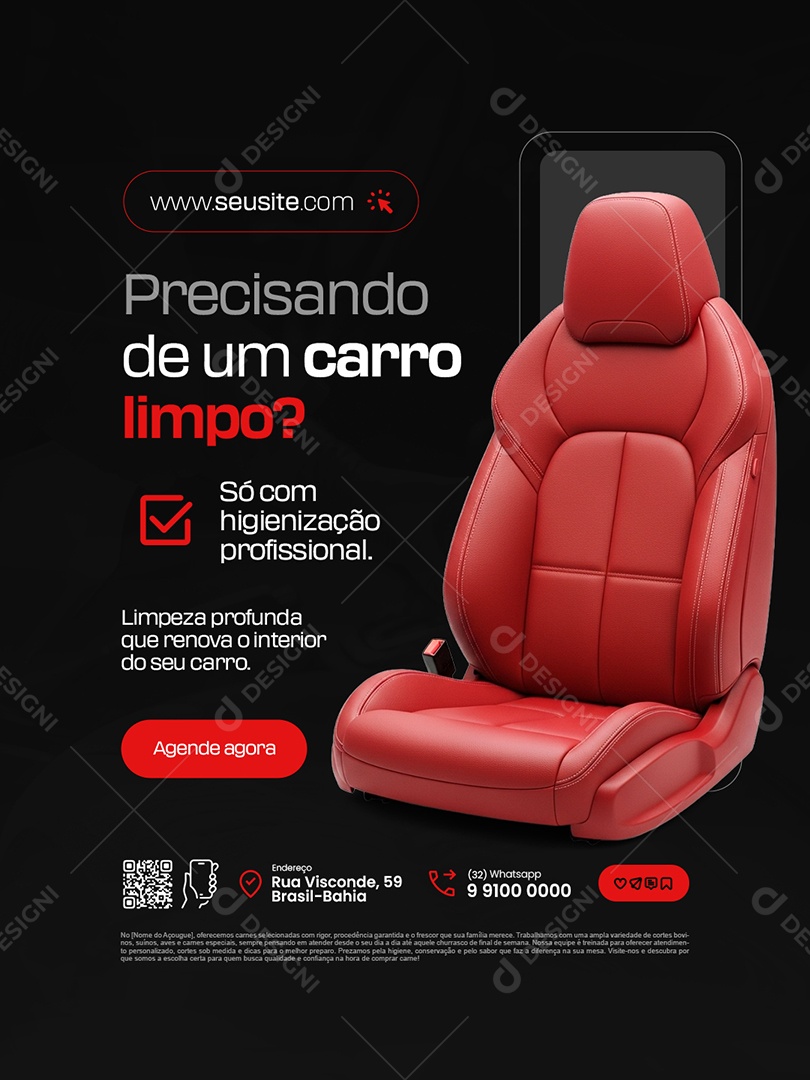 Estofados Precisando de Um Carro Limpo Social Media PSD Editável