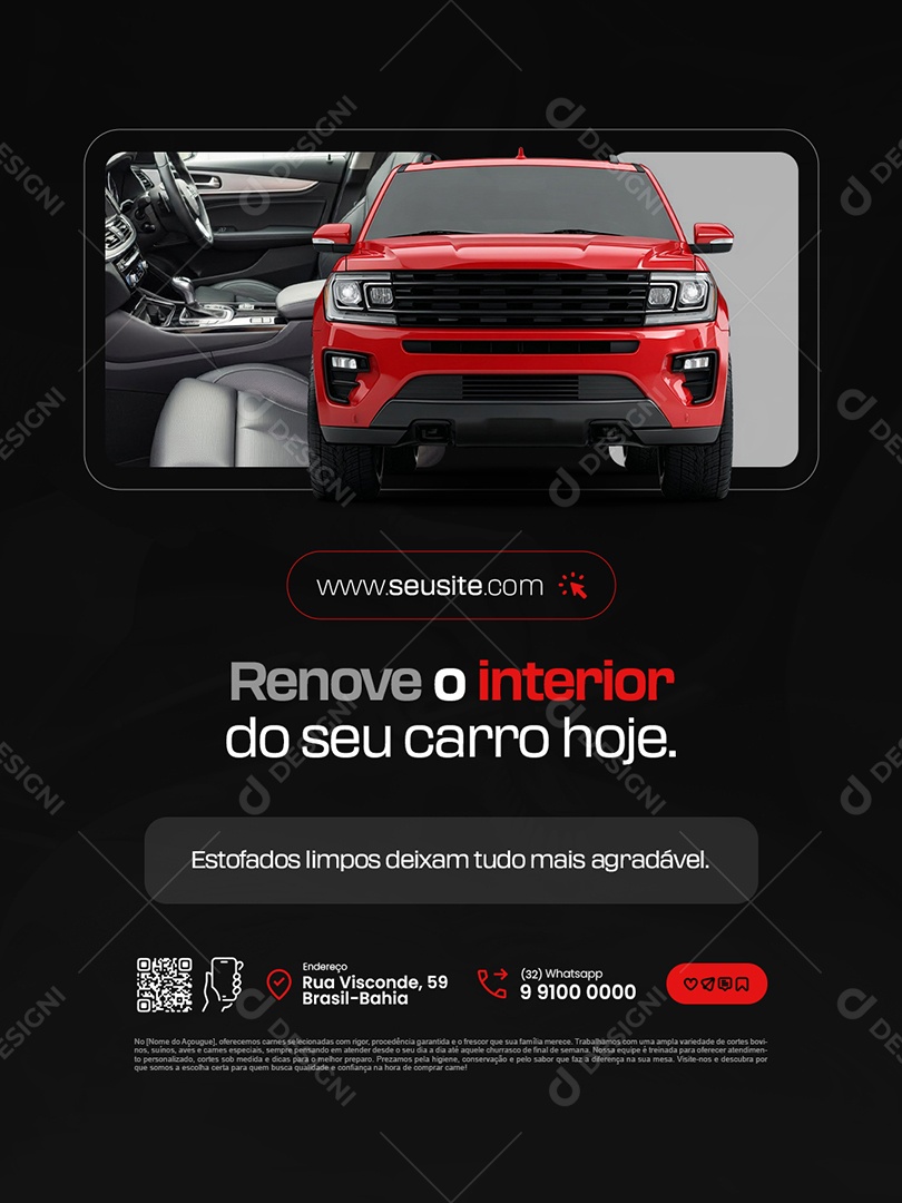 Estofados Renove o Interior do Seu Carro Hoje Social Media PSD Editável