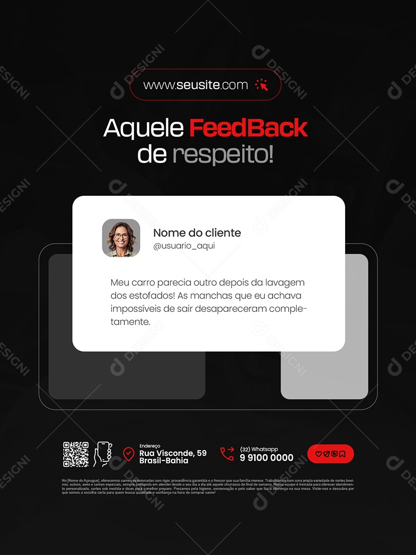 Estofados Aquele Feedback de Respeito Social Media PSD Editável