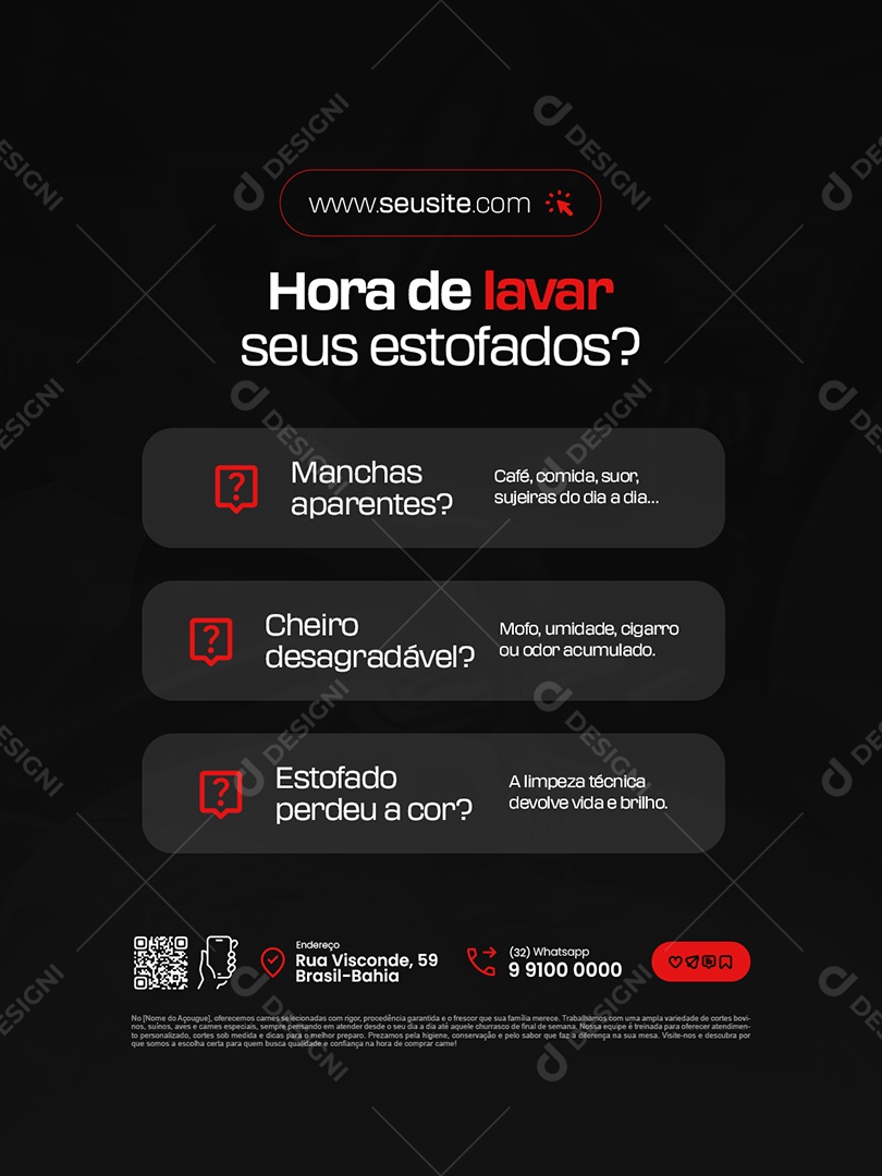 Hora de Lavar Seus Estofados Social Media PSD Editável