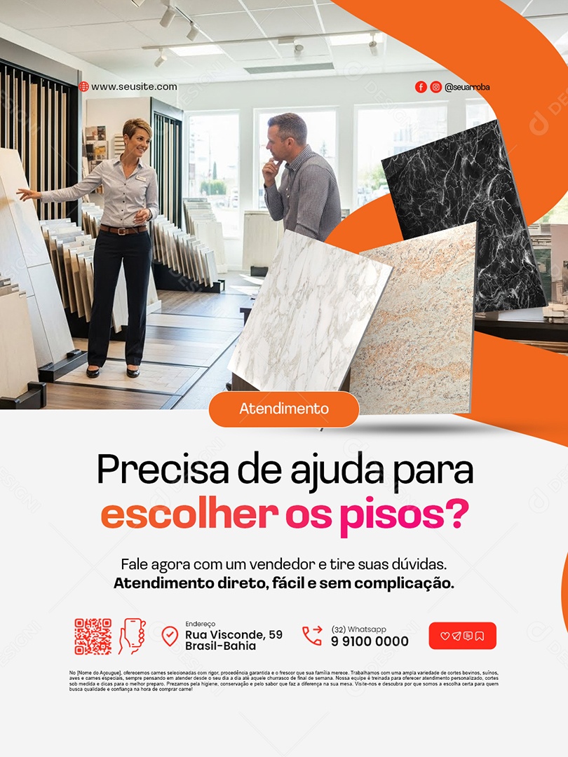 Loja de Telhas e Pisos Precisa de Ajuda para Escolher os Pisos Social Media PSD Editável