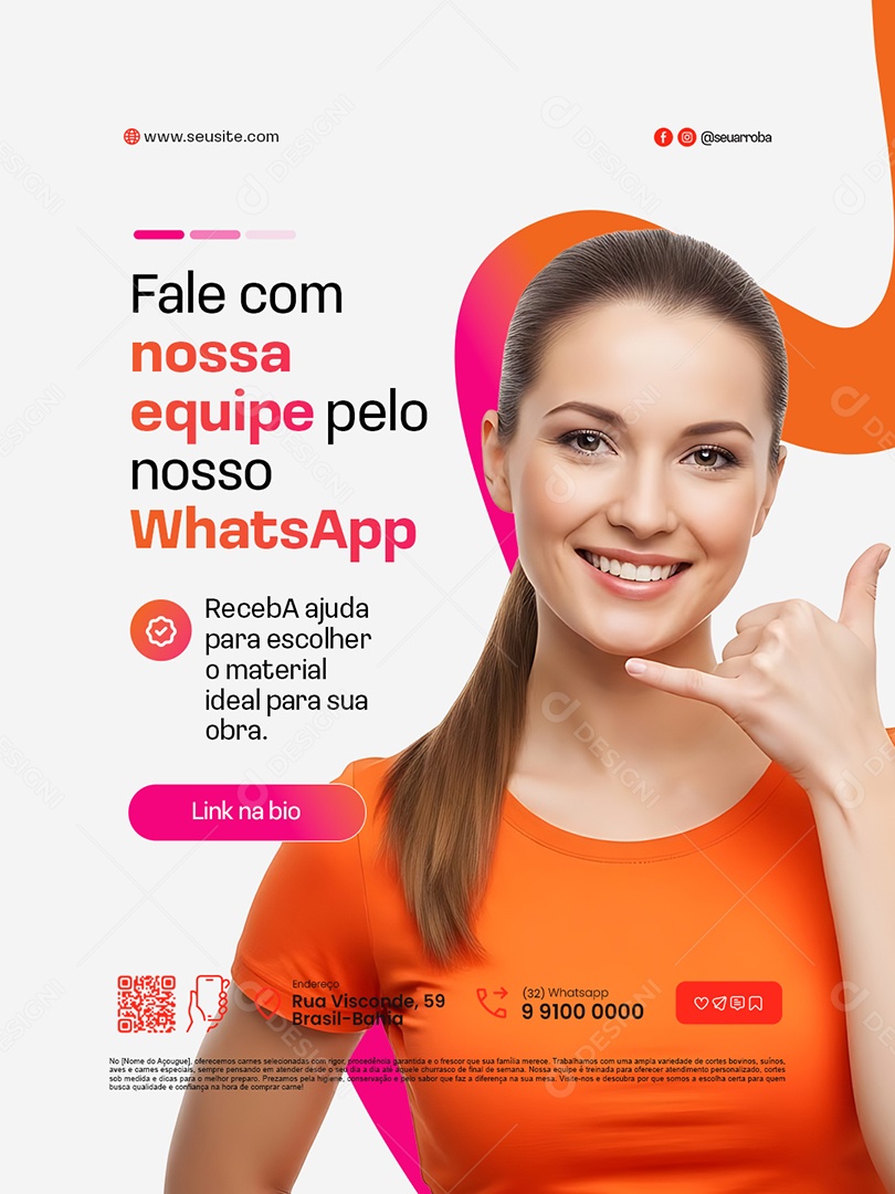 Loja de Telhas e Pisos Fale com Nossa Equipe Social Media PSD Editável