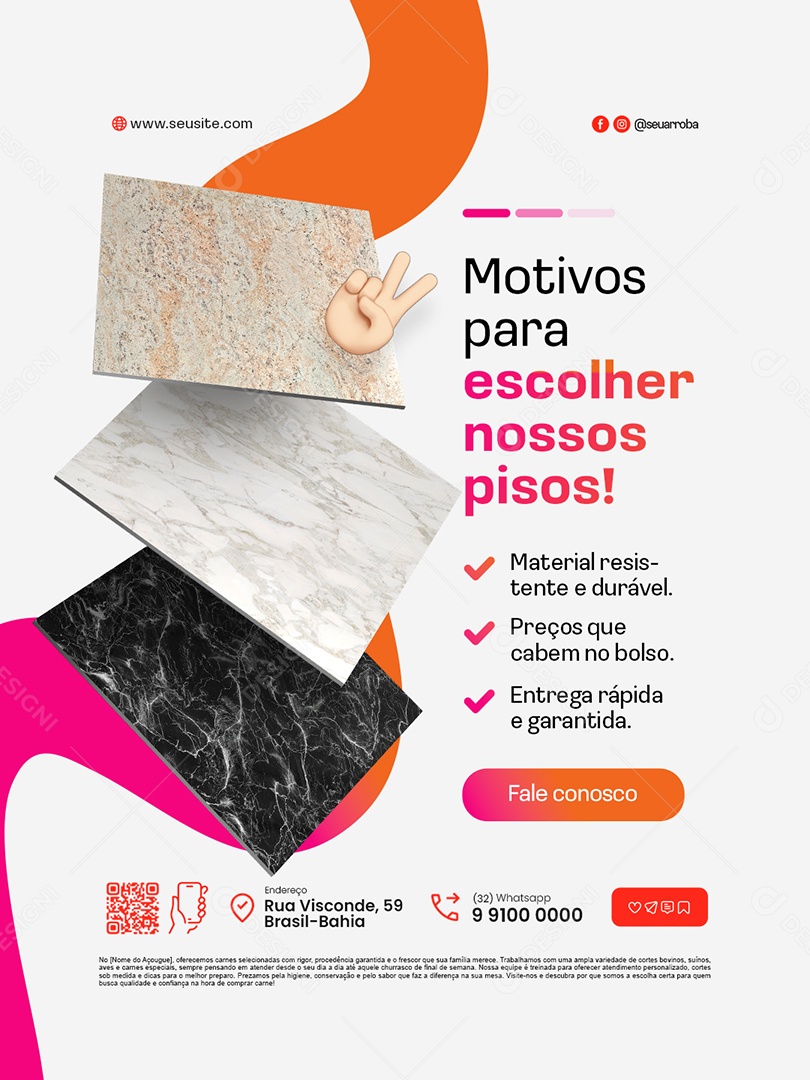 Loja de Telhas e Pisos Motivos para Escolher Nossos Pisos Social Media PSD Editável