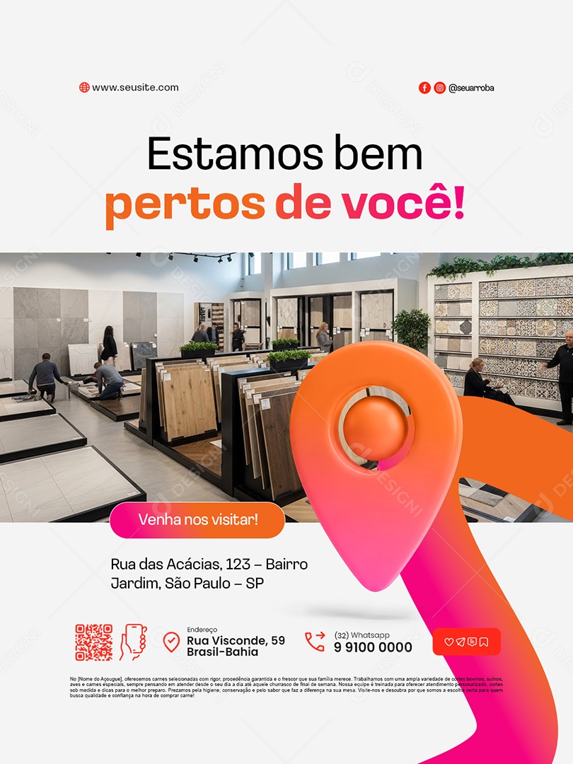 Loja de Telhas e Pisos Estamos Bem Pertos de Você Social Media PSD Editável