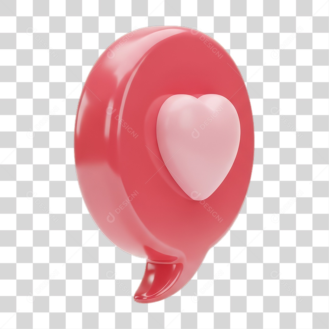 Balão com Coração Dia da Mulher PNG Transparente