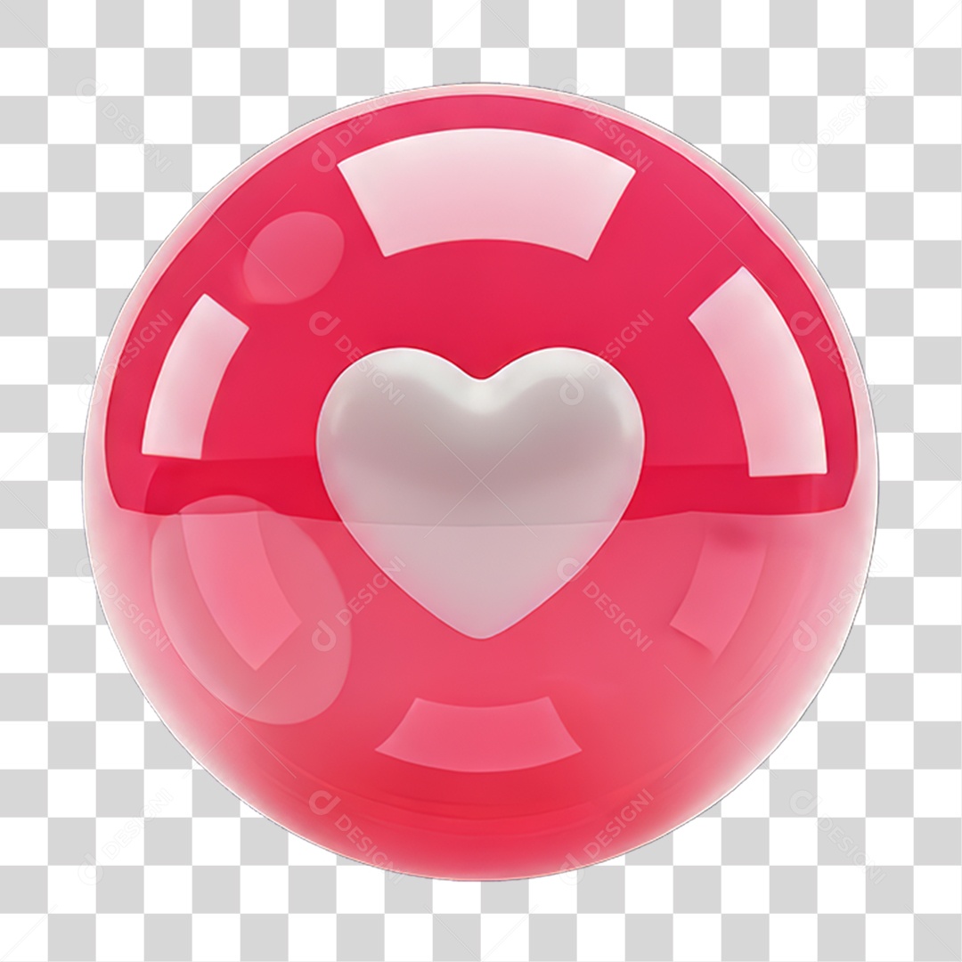 Balão com Coração Dia da Mulher PNG Transparente