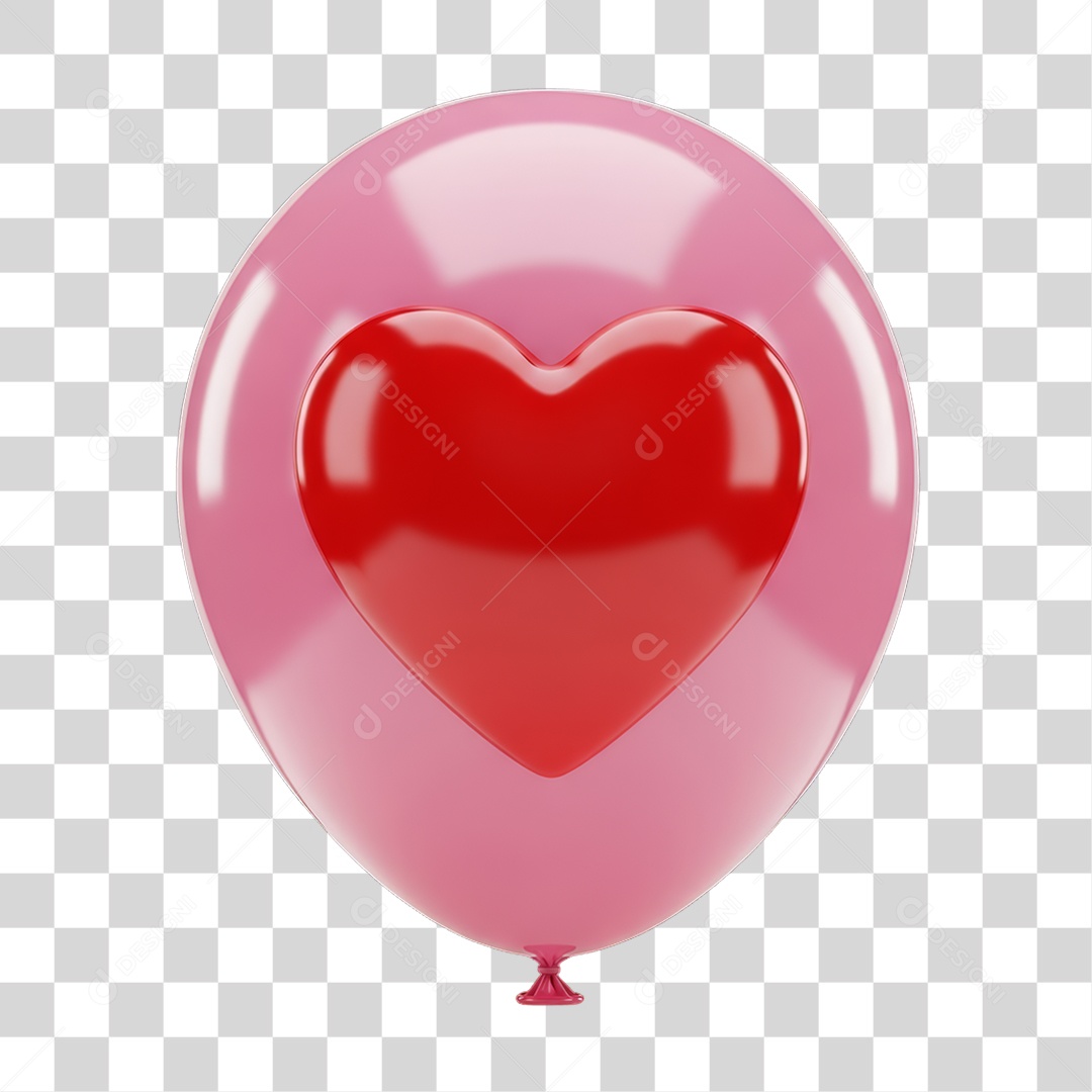 Balão com Coração Dia da Mulher PNG Transparente