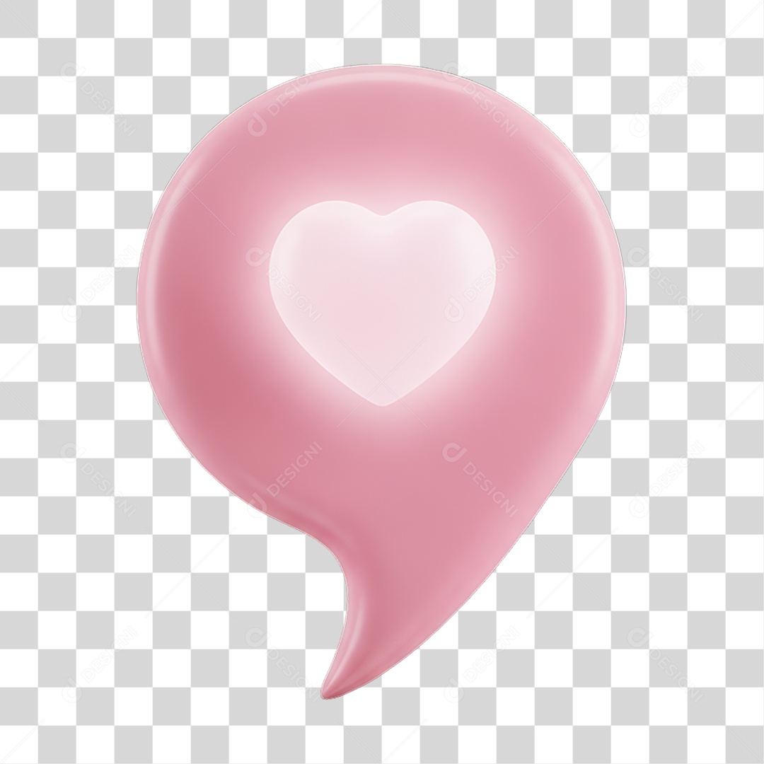 Balão com Coração Dia da Mulher PNG Transparente