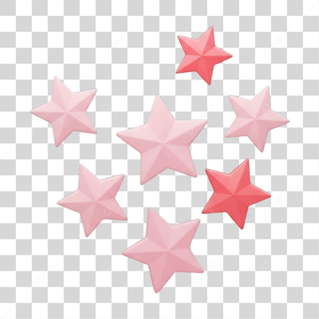 Estrelas Rosas Dia da Mulher PNG Transparente