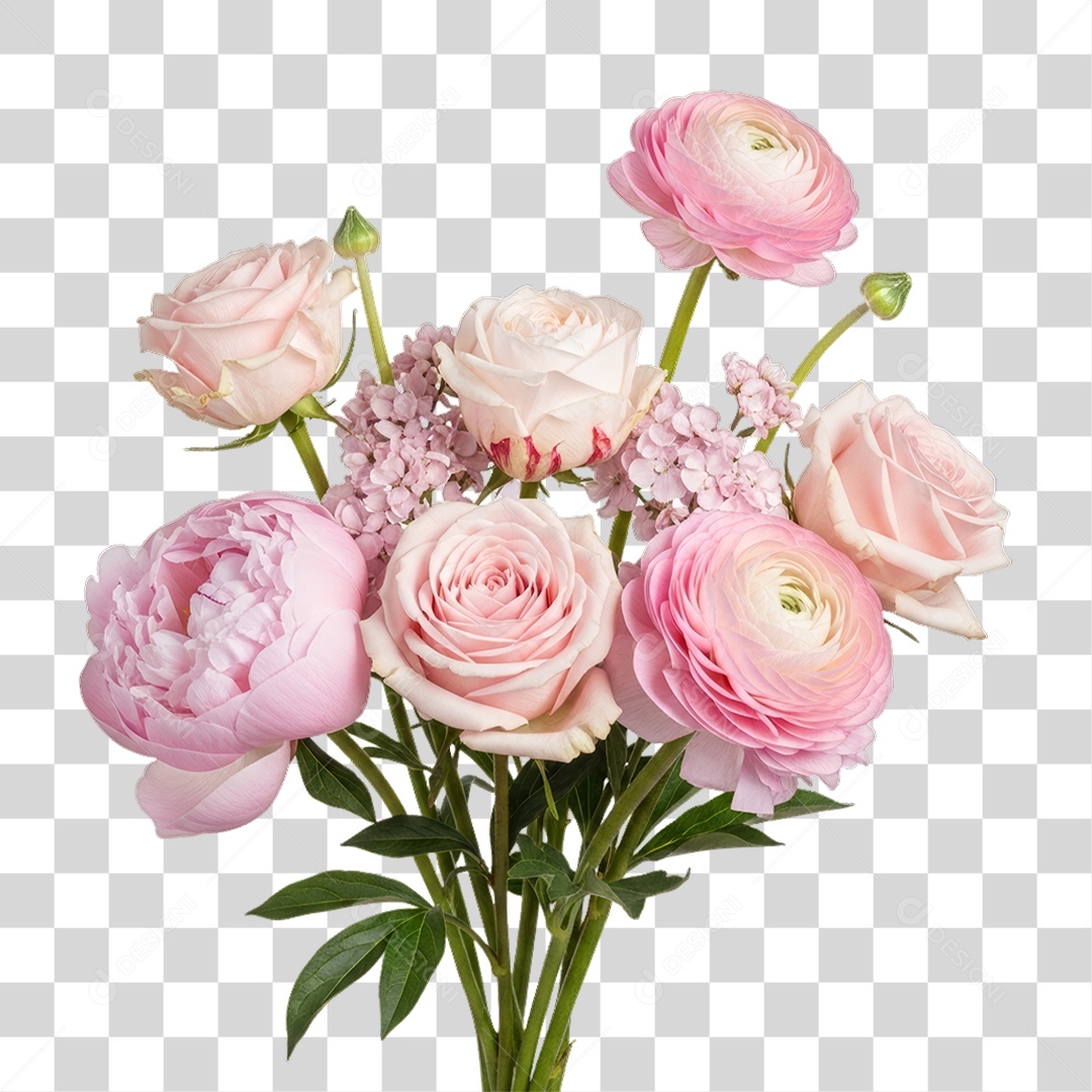 Flores Rosas Dia da Mulher PNG Transparente