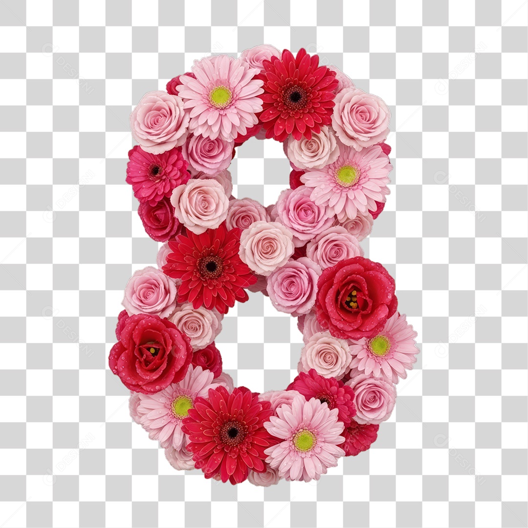 Flores Rosas Dia da Mulher PNG Transparente