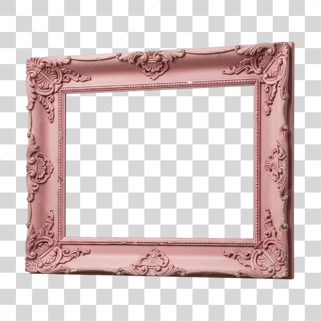 Quadro Moldura Rosa Dia da Mulher PNG Transparente