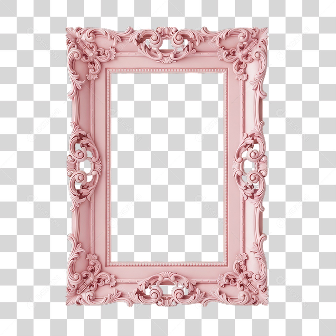 Quadro Moldura Rosa Dia da Mulher PNG Transparente