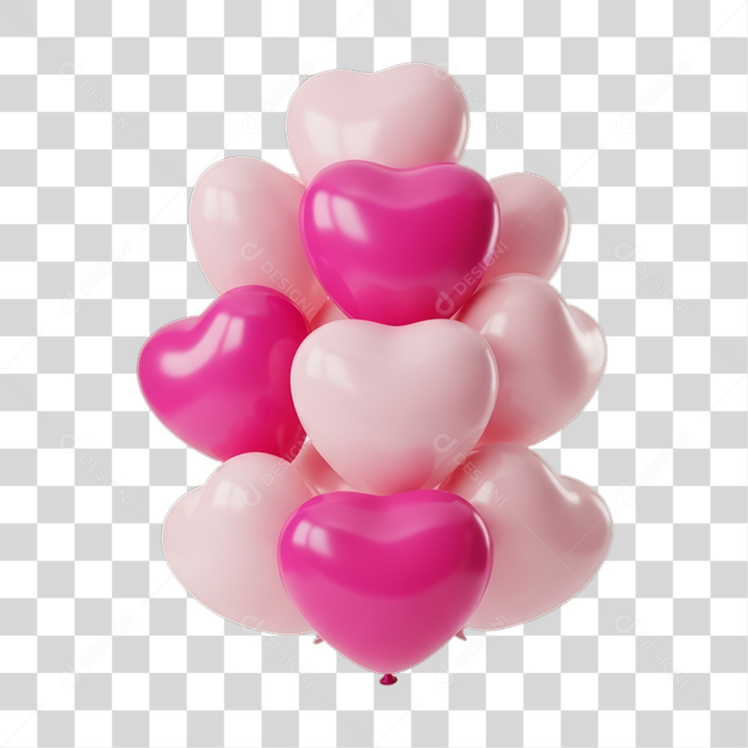 Balões de Coração Dia da Mulher PNG Transparente