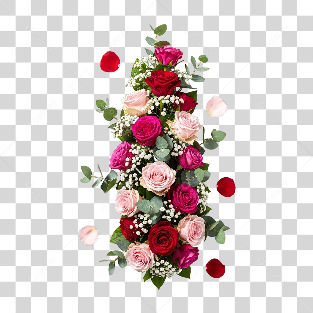 Flores Rosas Dia da Mulher PNG Transparente