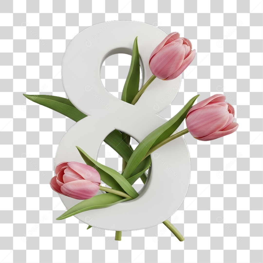 Flores Rosas Dia da Mulher PNG Transparente