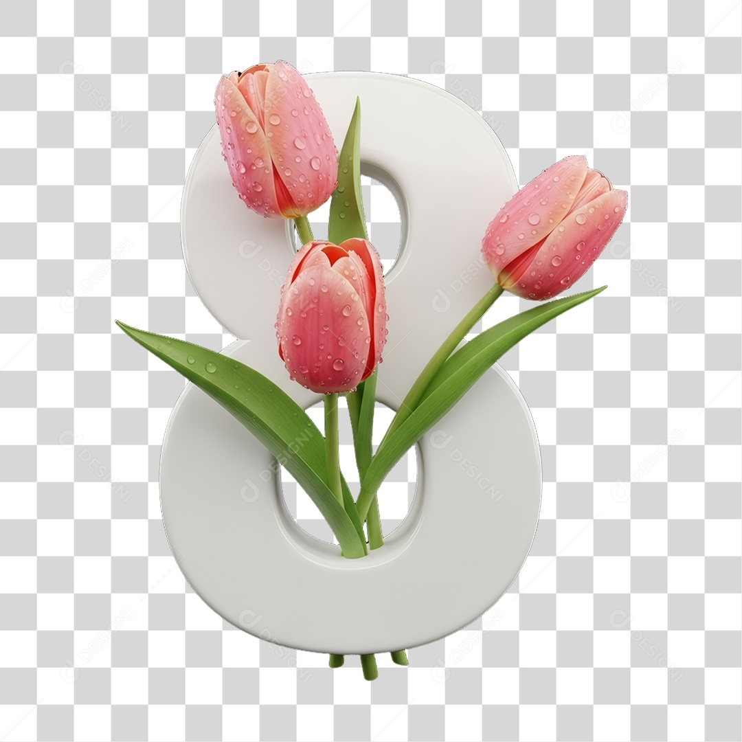 Flores Rosas Dia da Mulher PNG Transparente