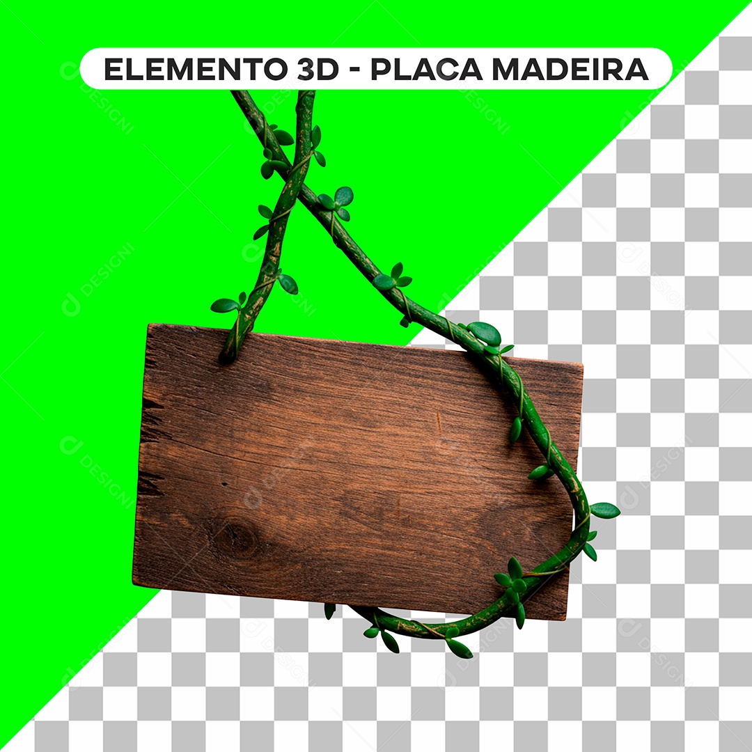 Placa de Madeira Elemento 3D para Composição PSD
