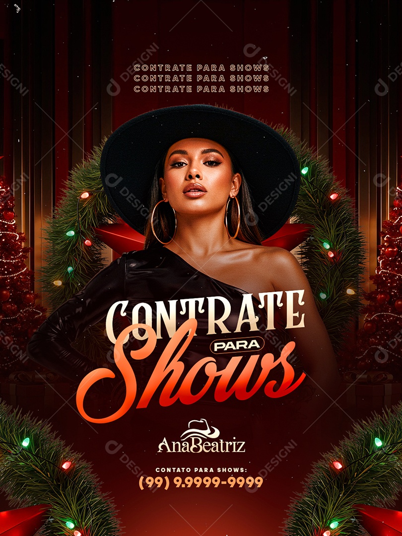 Flyer Próximos Shows Contrate para Shows Ana Beatriz Social Media PSD Editável