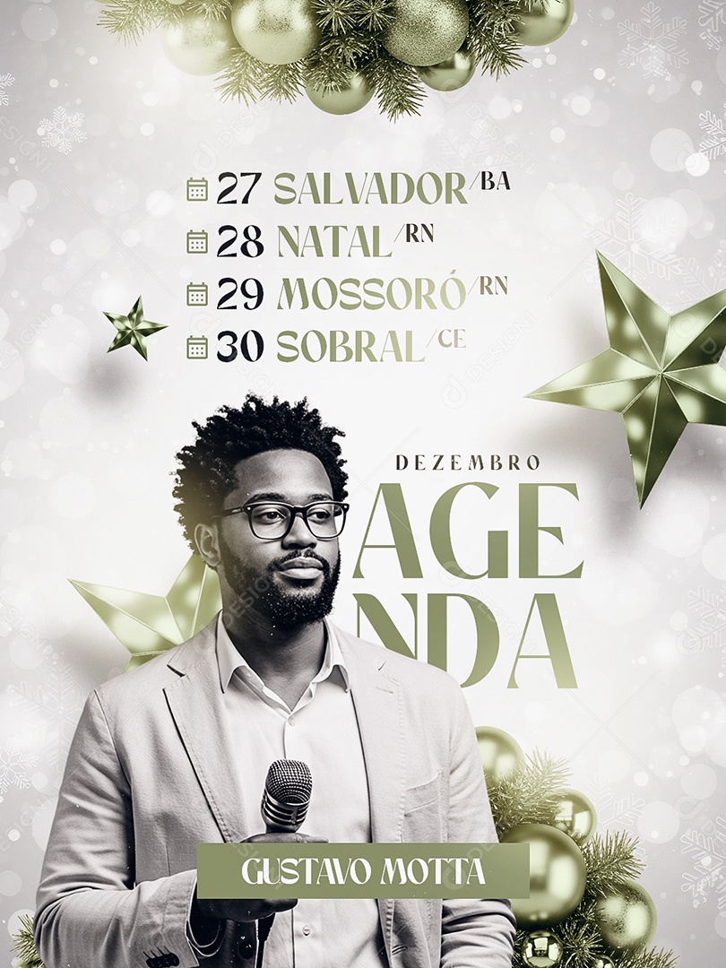 Flyer Gospel Agenda Dezembro Gustavo Motta Social Media PSD Editável