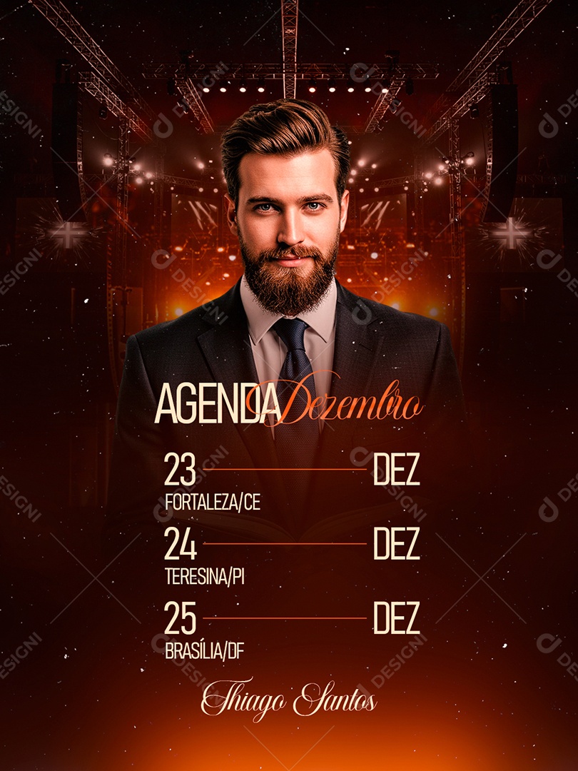 Flyer Gospel Agenda Dezembro Social Media PSD Editável