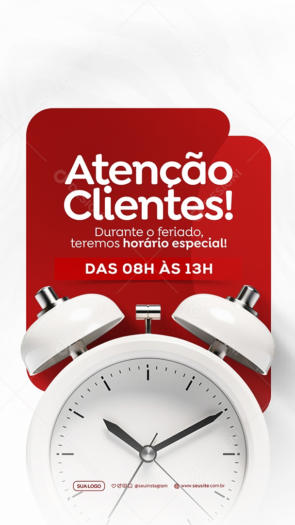 Story Atenção Clientes Horário Especial Social Media PSD Estável
