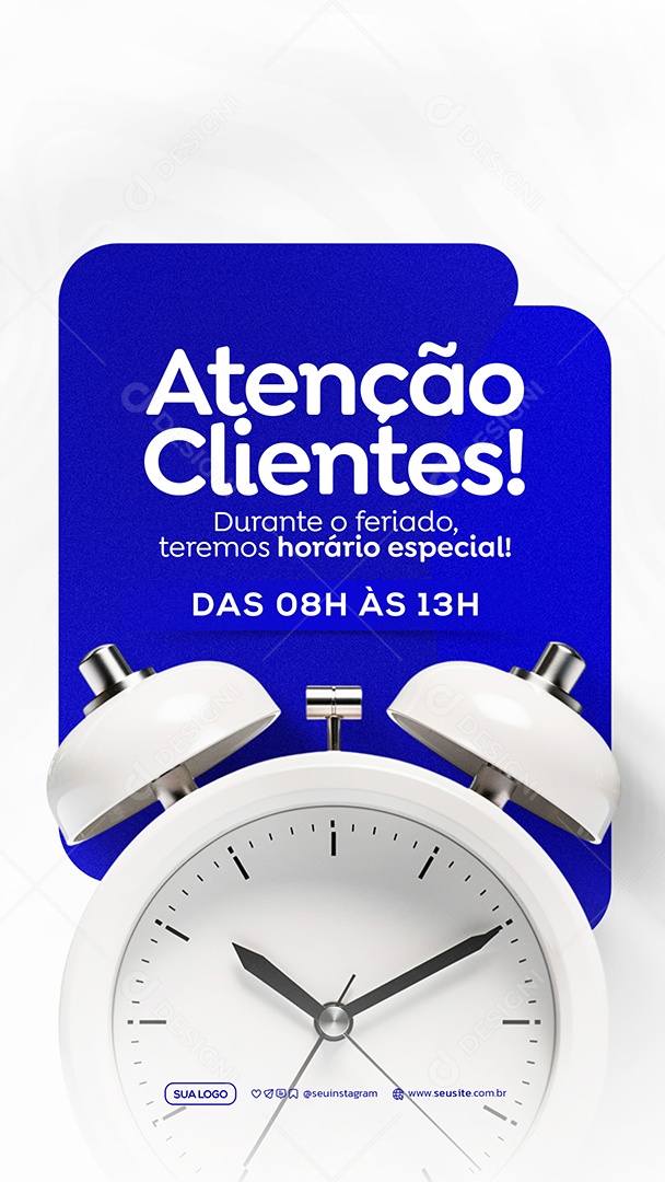 Story Atenção Clientes Horário Especial Social Media PSD Estável