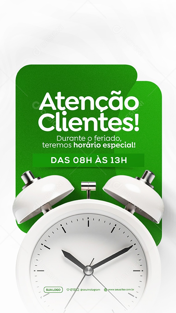 Story Atenção Clientes Horário Especial Social Media PSD Estável