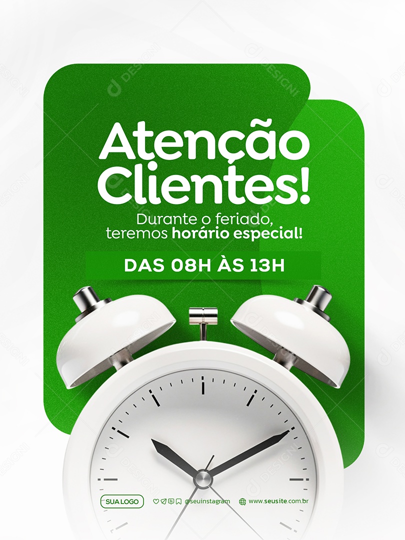 Atenção Clientes Horário Especial Social Media PSD Estável