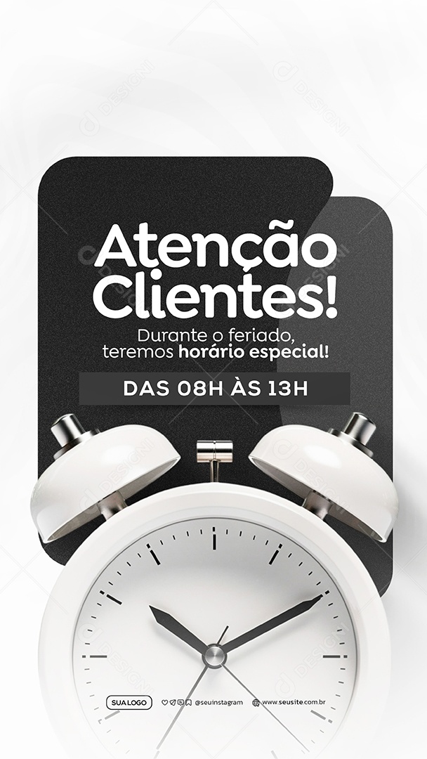 Story Atenção Clientes Horário Especial Social Media PSD Estável