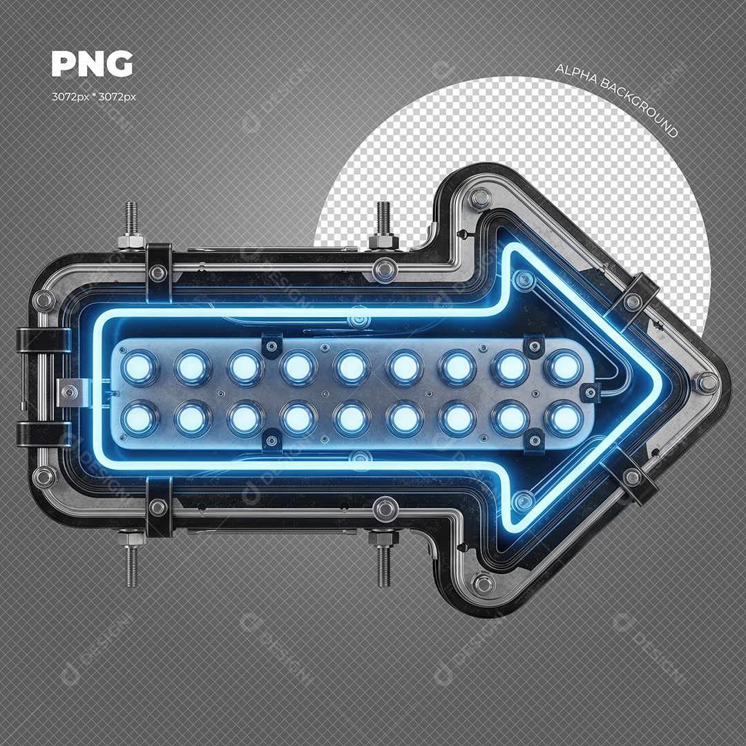 Seta com Luz de Led Azul Elemento 3D para Composição PSD
