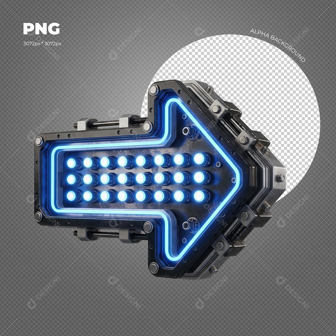 Seta com Luz de Led Azul Elemento 3D para Composição PSD