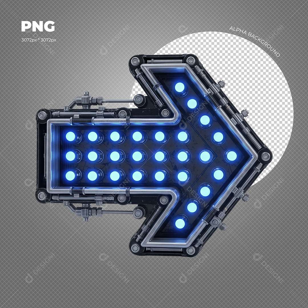 Seta com Luz de Led Azul Elemento 3D para Composição PSD