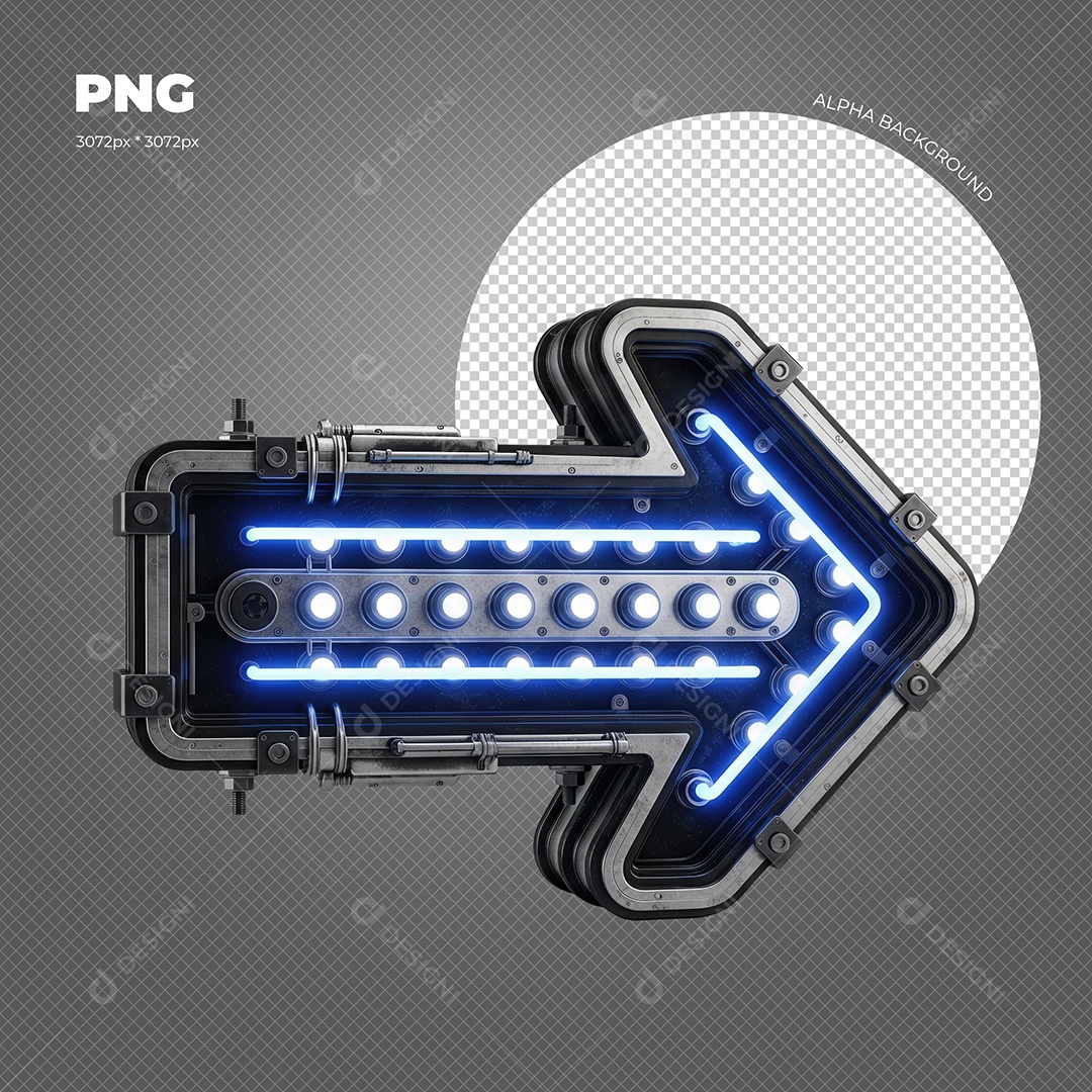 Seta com Luz de Led Azul Elemento 3D para Composição PSD