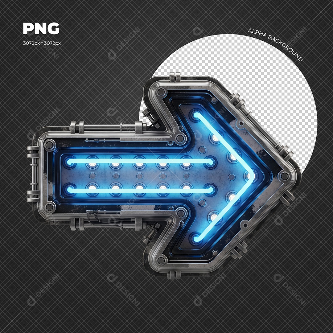 Seta com Luz de Led Azul Elemento 3D para Composição PSD