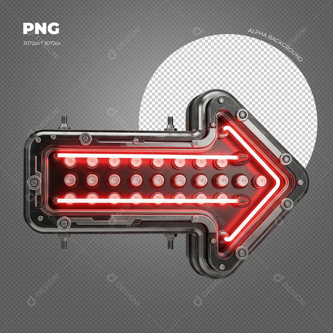 Seta com Luz de Led Vermelho Elemento 3D para Composição PSD