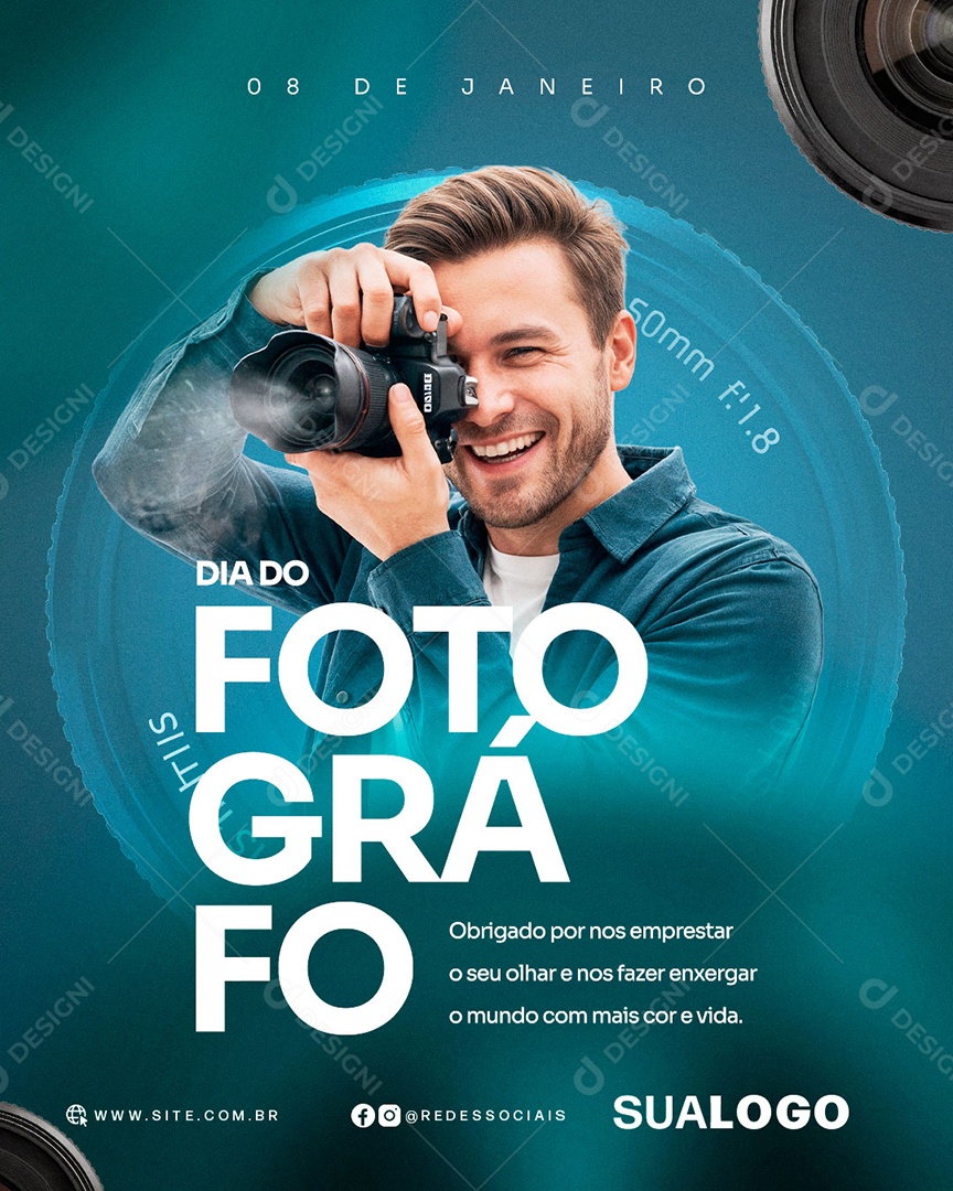 Dia do Fotografo 08 de Janeiro Social Media PSD Editável