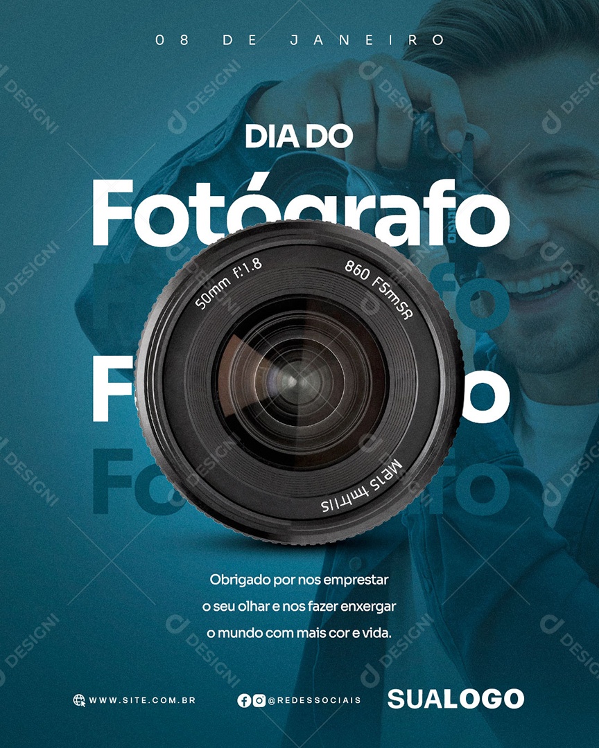 Dia do Fotografo 08 de Janeiro Social Media PSD Editável